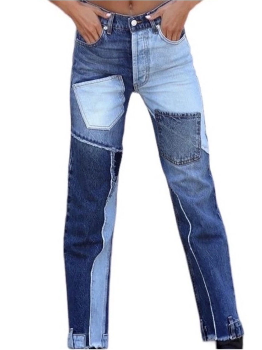 Revice Denim Patchwork Jeans Women’s Size 26 USA Made Distressed Raw Hem Y2K